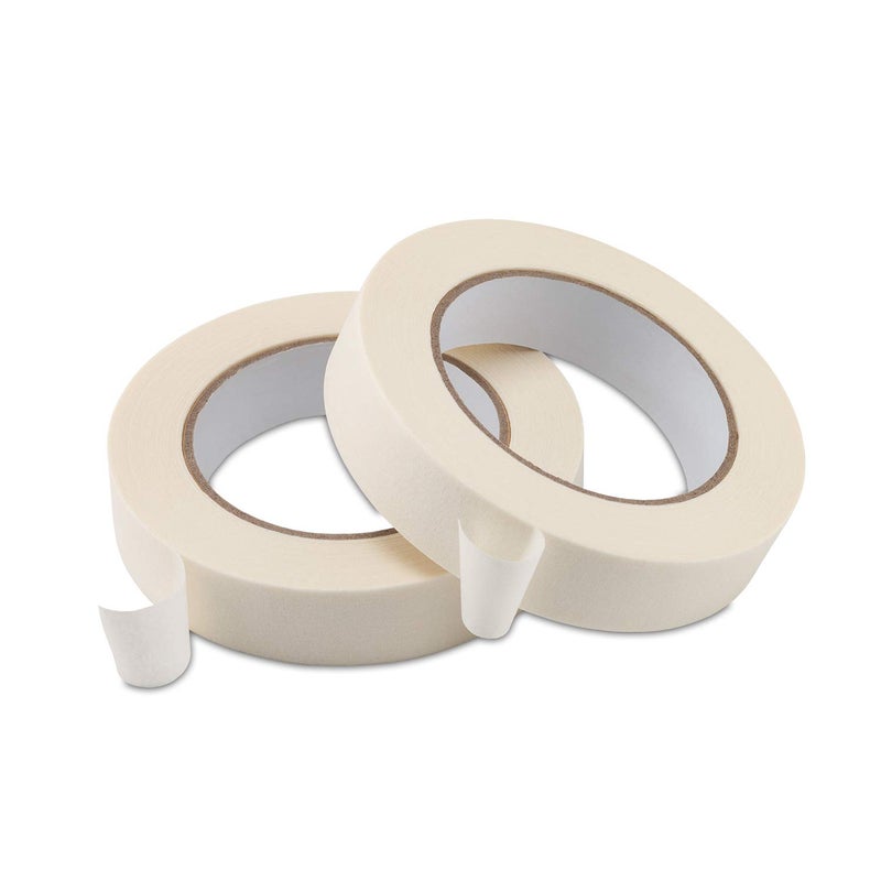 Lichamp Masking Tape 1 inch, 2 Pack General Purpose Beige Masking Tape White Masking Paper, 1 inch x 55 Yards x 2 Rolls (110 Total Yards) - Image 1