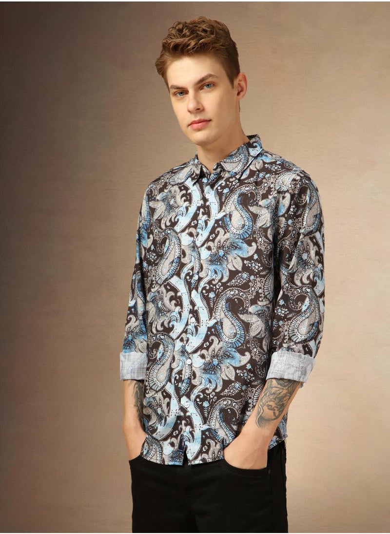 Dennis Lingo Men's Multicoloured Cotton Blend Printed Button Down Shirt  - Image 2