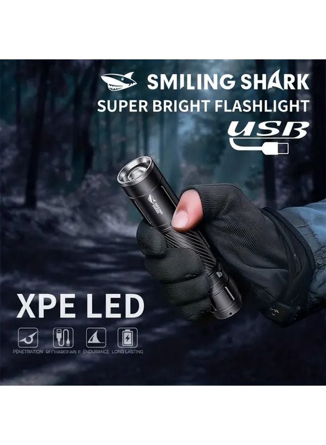 SD 7115E Black LED Flashlight Super Bright 3 Modes USB C Rechargeable For Camping - Image 2