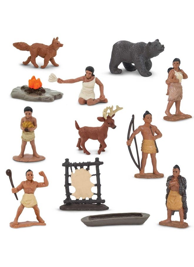 Safari Ltd. - Powhatan Indians Toob - 12 Figurines: Camp Fire, Canoe, Deer Hide, Warriors, Pocahontas, Chief Whunsoncock, & More - Educational Toy Figures For Boys, Girls & Kids Ages 3+ - Image 1