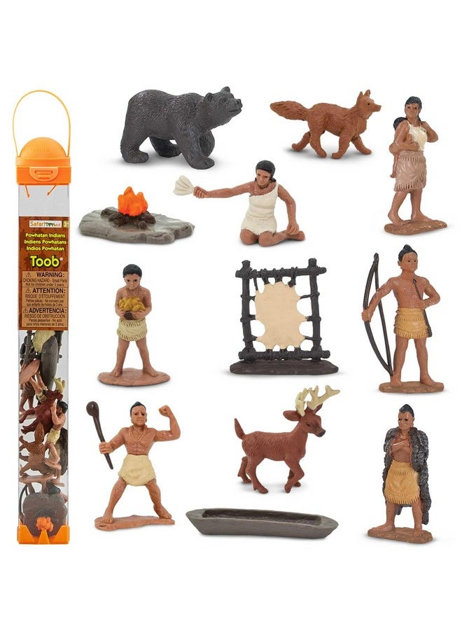 Safari Ltd. - Powhatan Indians Toob - 12 Figurines: Camp Fire, Canoe, Deer Hide, Warriors, Pocahontas, Chief Whunsoncock, & More - Educational Toy Figures For Boys, Girls & Kids Ages 3+ - Image 1