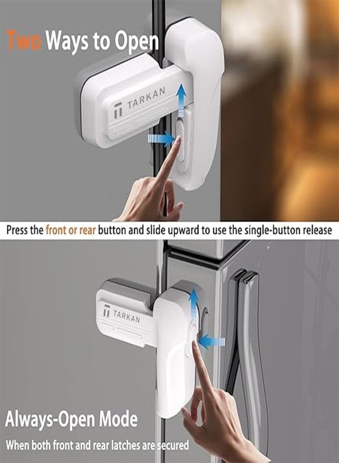 TARKAN Child Safety Dual Lock for Refrigerator, Multi-Purpose Baby Proofing Latch for Single Door Fridge, No-Drill Installation, White - Image 4