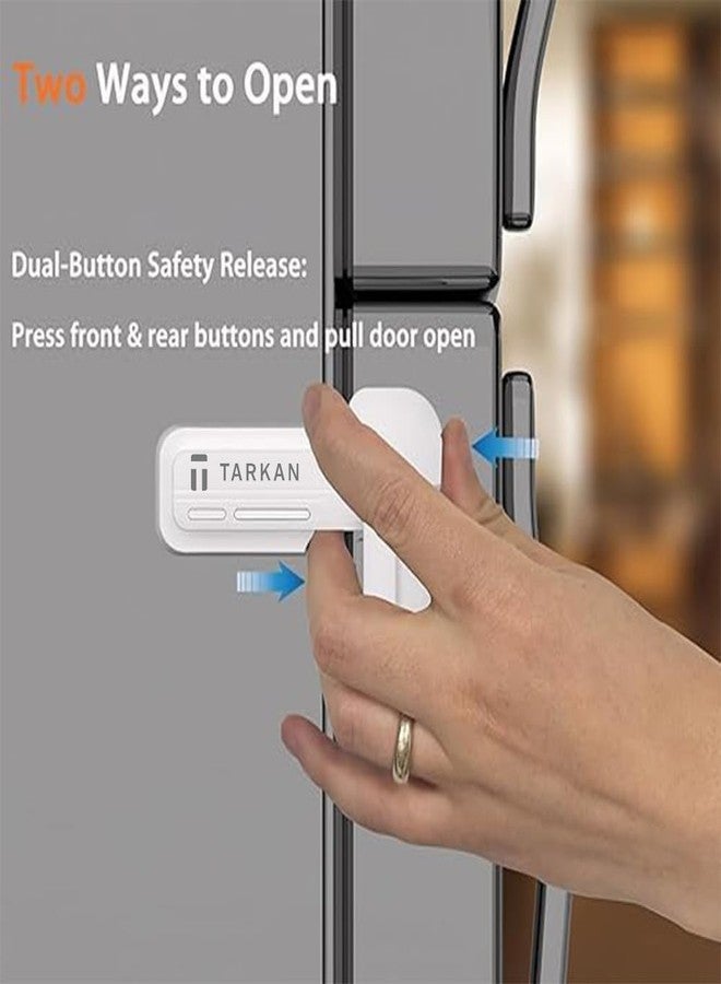TARKAN Child Safety Dual Lock for Refrigerator, Multi-Purpose Baby Proofing Latch for Single Door Fridge, No-Drill Installation, White - Image 3