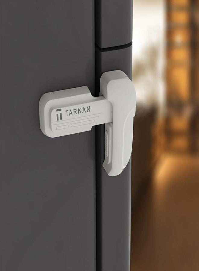 TARKAN Child Safety Dual Lock for Refrigerator, Multi-Purpose Baby Proofing Latch for Single Door Fridge, No-Drill Installation, White - Image 1