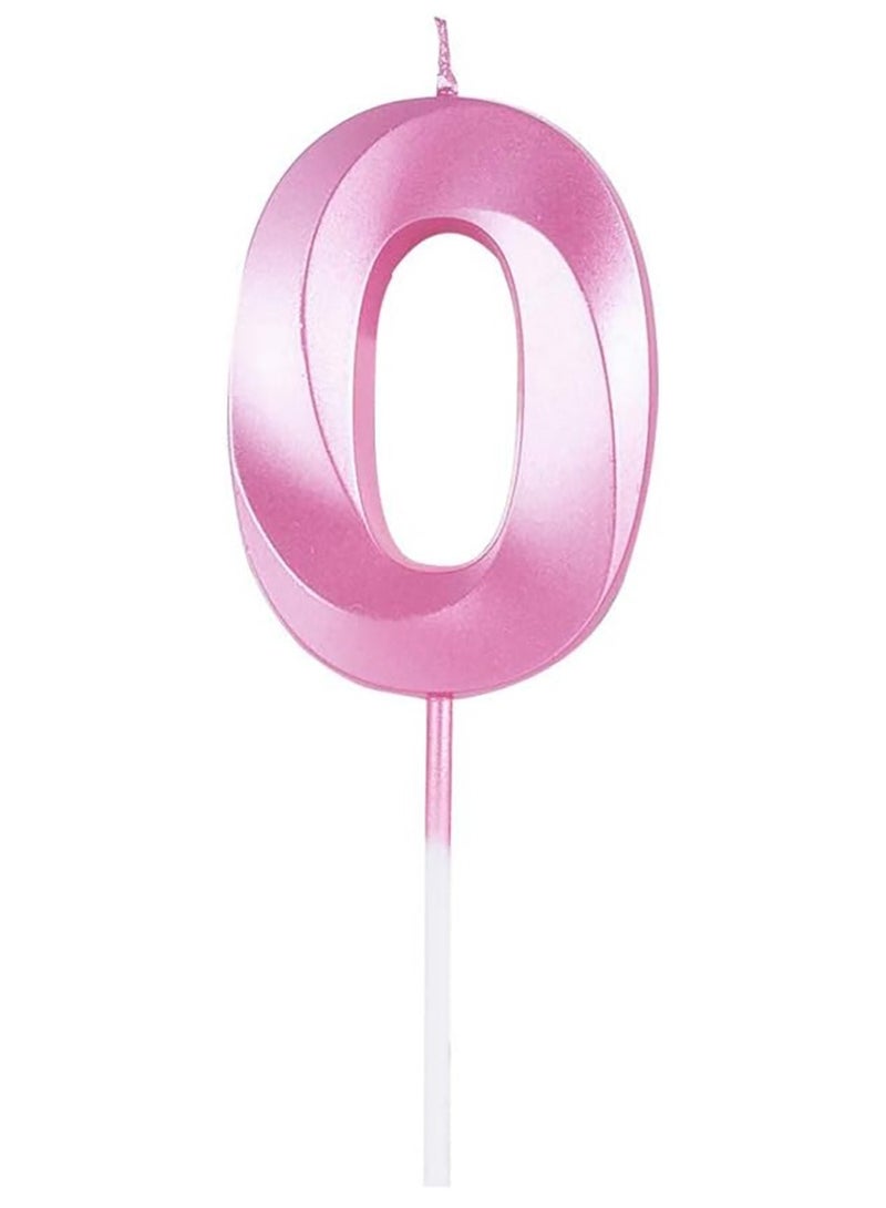 Birthday Cake Candles, Number Birthday Candle Cake Topper Decorations (Pink 0)  - Image 1