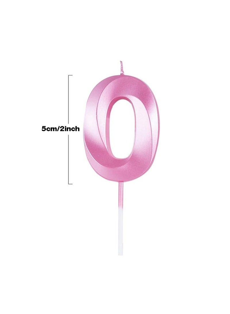 Birthday Cake Candles, Number Birthday Candle Cake Topper Decorations (Pink 0)  - Image 2