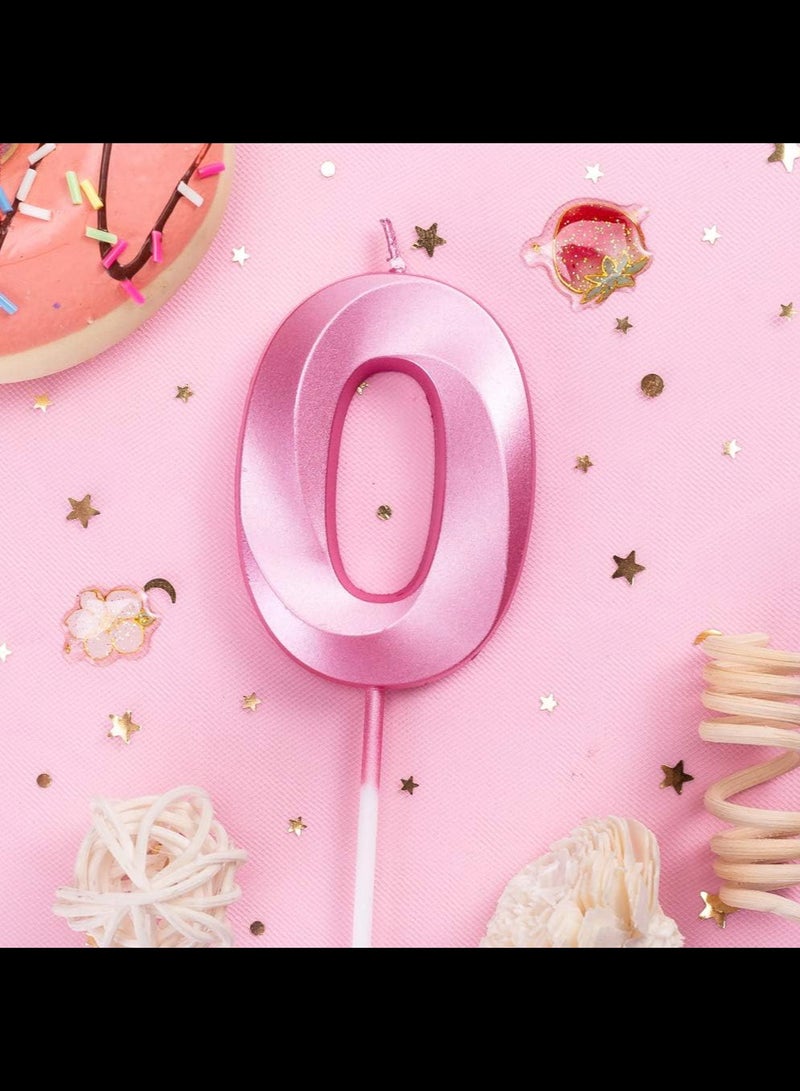 Birthday Cake Candles, Number Birthday Candle Cake Topper Decorations (Pink 0)  - Image 3