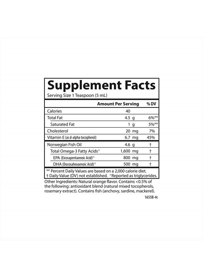 Carlson أفضل زيت سمك، 1600 ملغ أوميغا-3، مكمل زيت سمك سائل، زيت سمك نرويجي، سمك مصطاد من البرية، زيت سمك سائل مستدام المصدر، برتقالي، 16.9 أونصة سائلة - Image 3