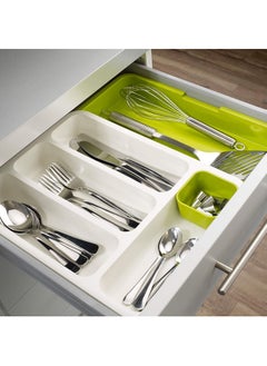 Drawer Store Drawer Cutlery Organizer White/Green  - Image 3