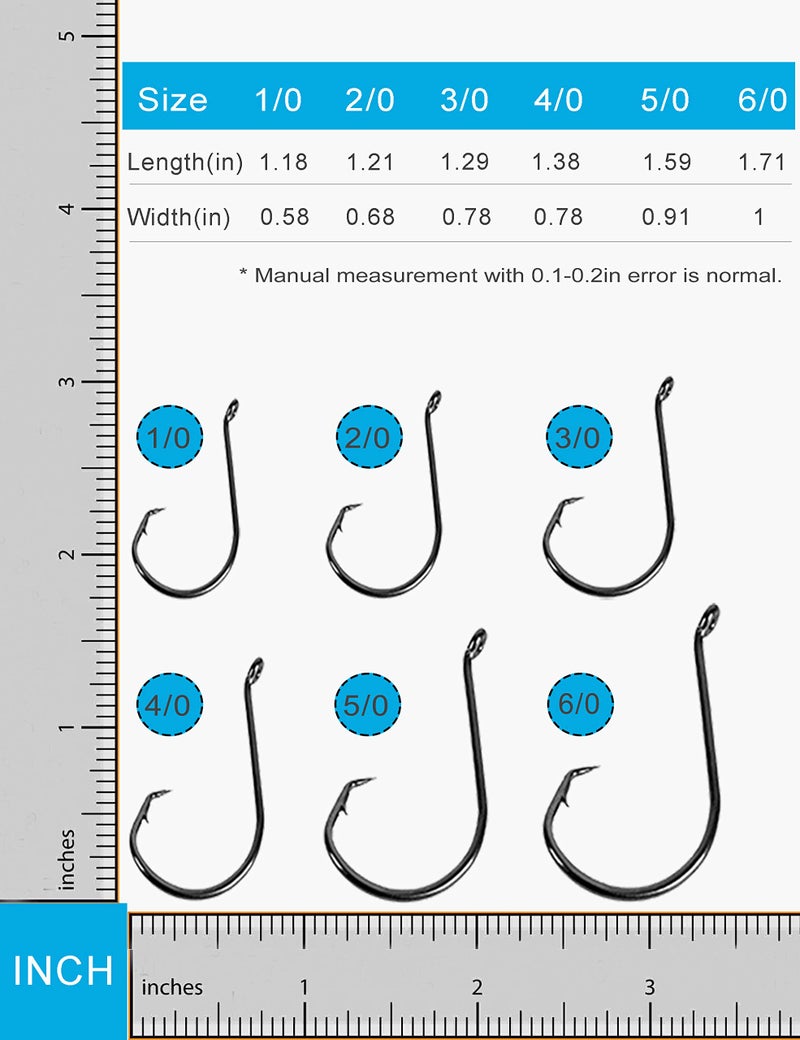 Facikono Circle Hooks Saltwater Catfish Bass Fishing Hooks, 180pcs Octopus Offset Fishing Hooks with 5pcs Power Clips - Image 3