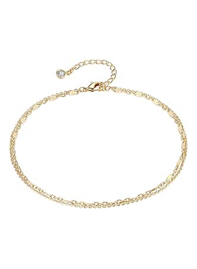 Gold Evil Eye Charm Anklet,14K Gold Plated Boho - Image 1