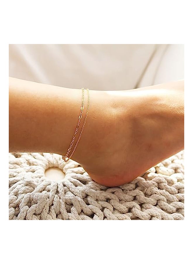 Gold Evil Eye Charm Anklet,14K Gold Plated Boho - Image 4