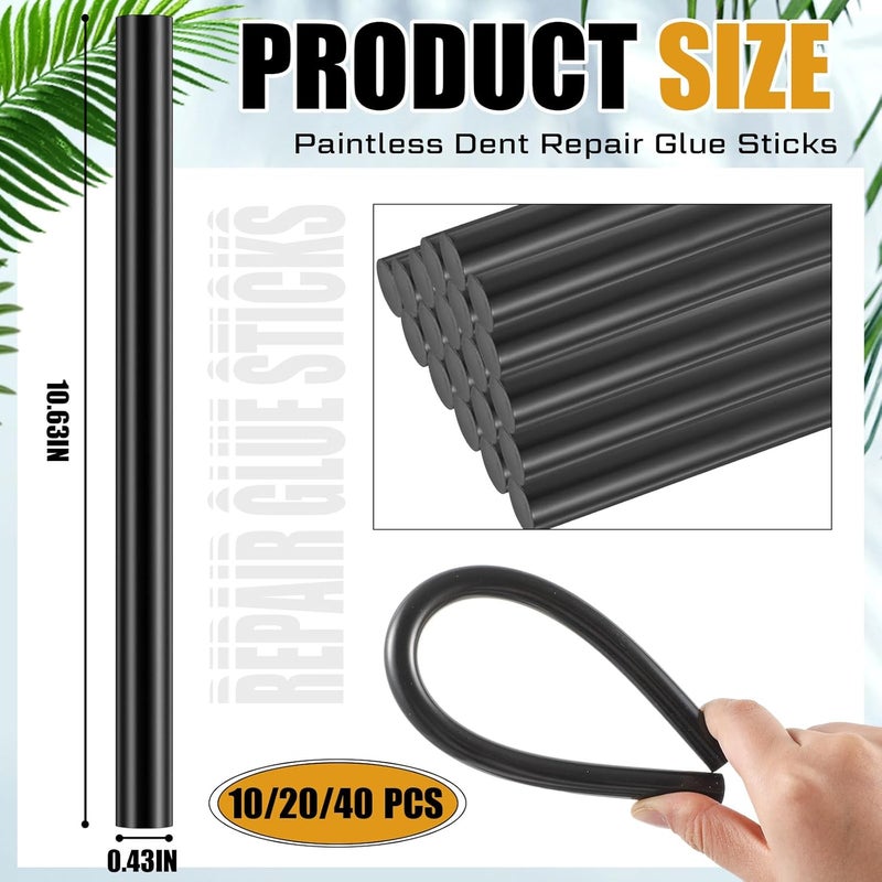 CroBlissful 10 Pcs Paintless Dent Repair Glue Sticks PDR Glue Hot Sticks Paintless Dent Repair Tool for Car Restoration Remover Tool Set (Black) - Image 2