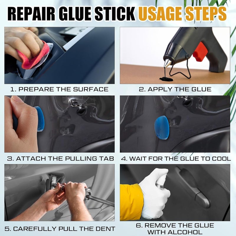 CroBlissful 10 Pcs Paintless Dent Repair Glue Sticks PDR Glue Hot Sticks Paintless Dent Repair Tool for Car Restoration Remover Tool Set (Black) - Image 4