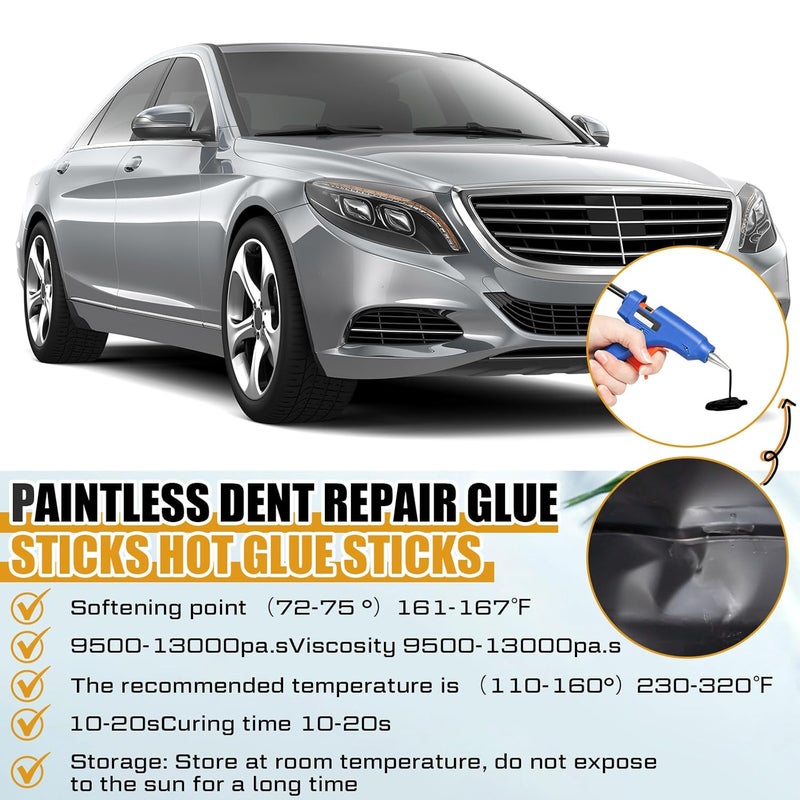 CroBlissful 10 Pcs Paintless Dent Repair Glue Sticks PDR Glue Hot Sticks Paintless Dent Repair Tool for Car Restoration Remover Tool Set (Black) - Image 3