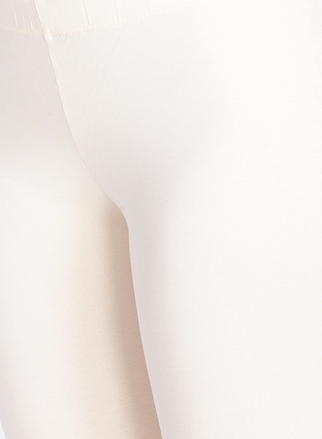 Lyra Women Solid Premium Cotton Capri Cream - Image 2