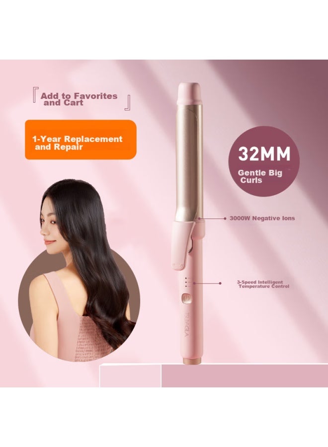 TSUYAGLA Cria Negative Ion Curling Iron 32mm, Natural Curl Wavy Hair Curler, Heat-resistant And Hair-friendly, Lazy Person's Tool, Korean-style Atmosphere Curl, 520 Birthday Gift T304f - Image 1