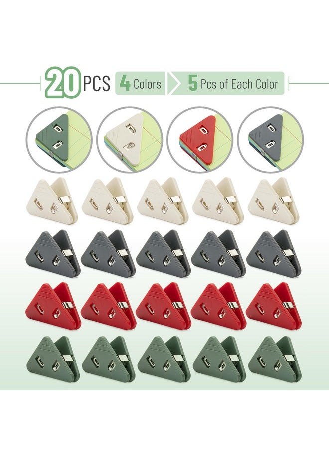 Mr. Pen - - Corner Paper Clips, 20Pack, 4 Colors, Triangular File Corner Clip, Corner Clips For Paper, Triangle Paper Clips, Triangular Transparent File Corner Clip, Triangular Round Edge Document Clips - Image 1