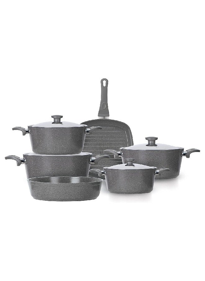 Top Chef - طقم أواني الطهي من الجرانيت 10 قطع (قدر 18-20-24-28-شواية 28-صينية 26) - Image 1