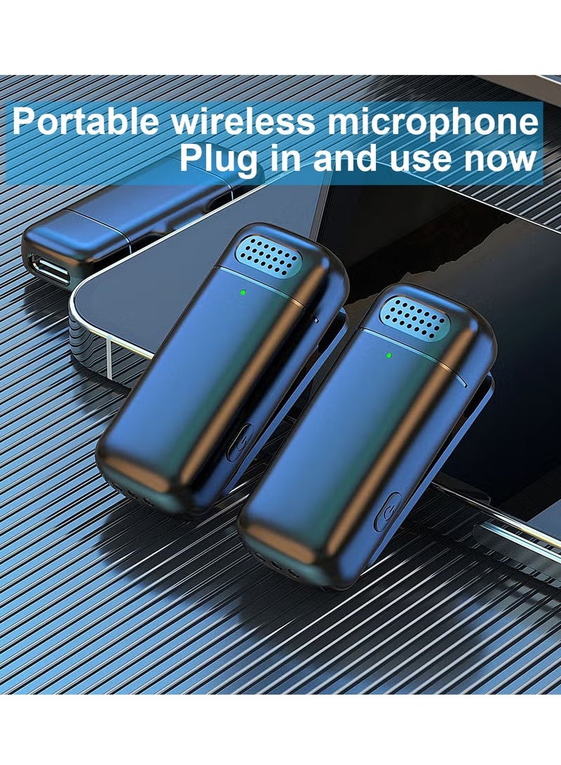 Neutral Wireless Lapel Microphone for USB-C Charging Case - Plug-and-play with two microphones, compatible with USB-C Android phones and iPhone 15 for video recording - interviews - vlogging - automatic synchronisation and noise reduction - 2.4 GHz (black) - Image 2