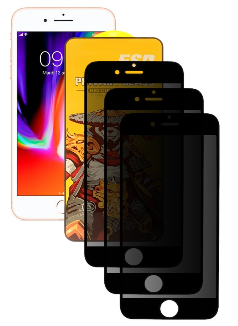 ESD 3 Pieces Tempered Dustproof Privacy Glass Screen Protector Compatible For iPhone 8 Plus - Image 1
