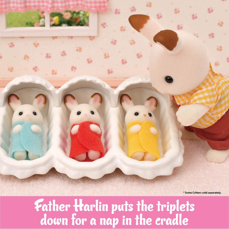 Calico Critters Calico Critters Triplets Care Set - Dollhouse Playset with 3 Hopscotch Rabbit Figures & Accessories Included  - Image 5