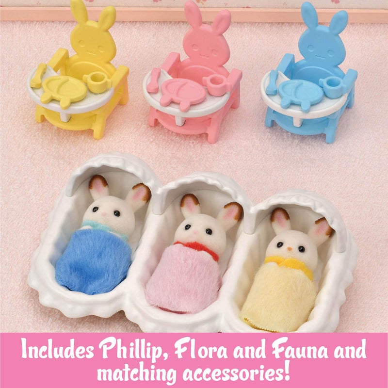 Calico Critters Calico Critters Triplets Care Set - Dollhouse Playset with 3 Hopscotch Rabbit Figures & Accessories Included  - Image 4