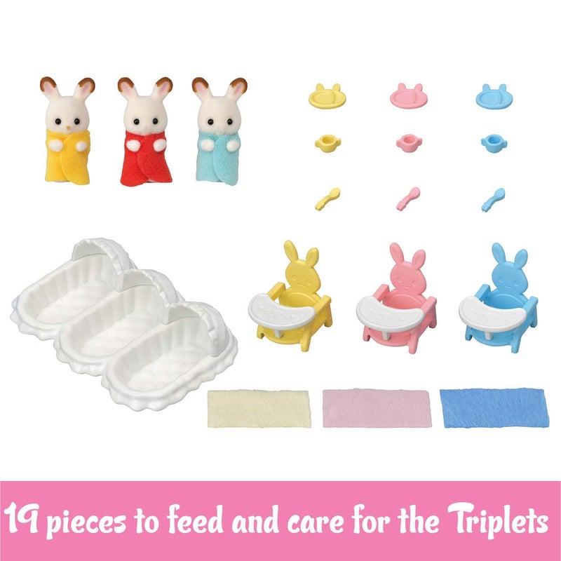 Calico Critters Calico Critters Triplets Care Set - Dollhouse Playset with 3 Hopscotch Rabbit Figures & Accessories Included  - Image 2