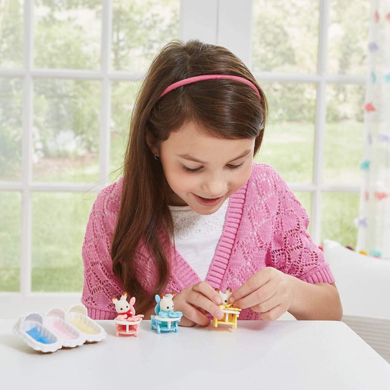 Calico Critters Calico Critters Triplets Care Set - Dollhouse Playset with 3 Hopscotch Rabbit Figures & Accessories Included  - Image 3
