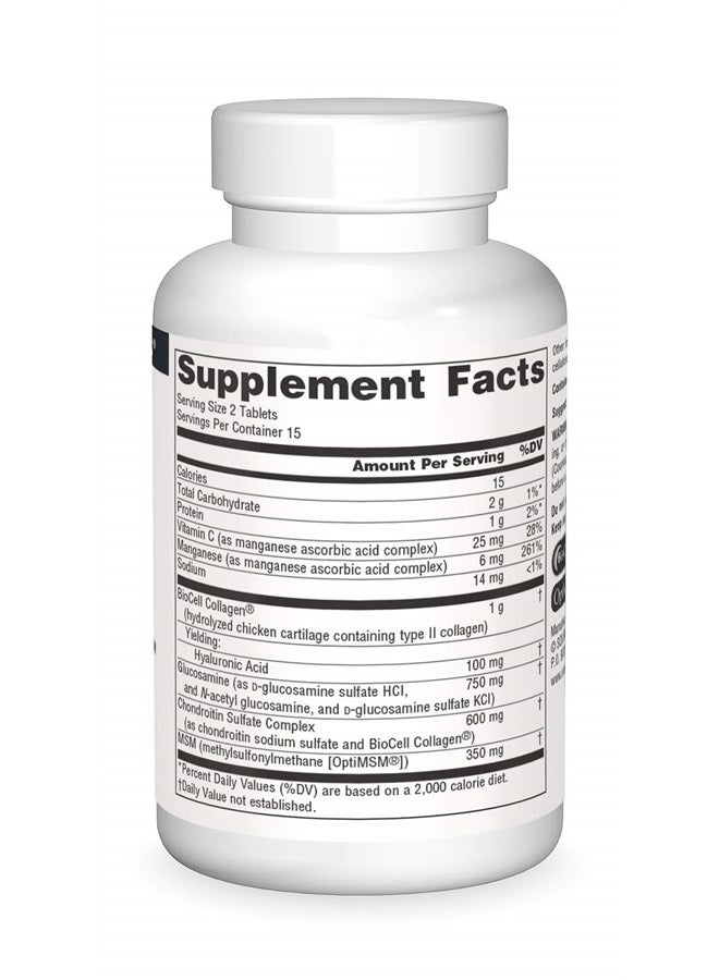 Source Naturals Hyaluronic Joint Complex with Glucosamine, Chondroitin & MSM - 30 Tablets - Image 3