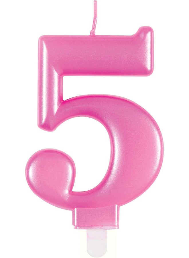 Unique Met Pink Number 5 Birthday Candle - Image 2
