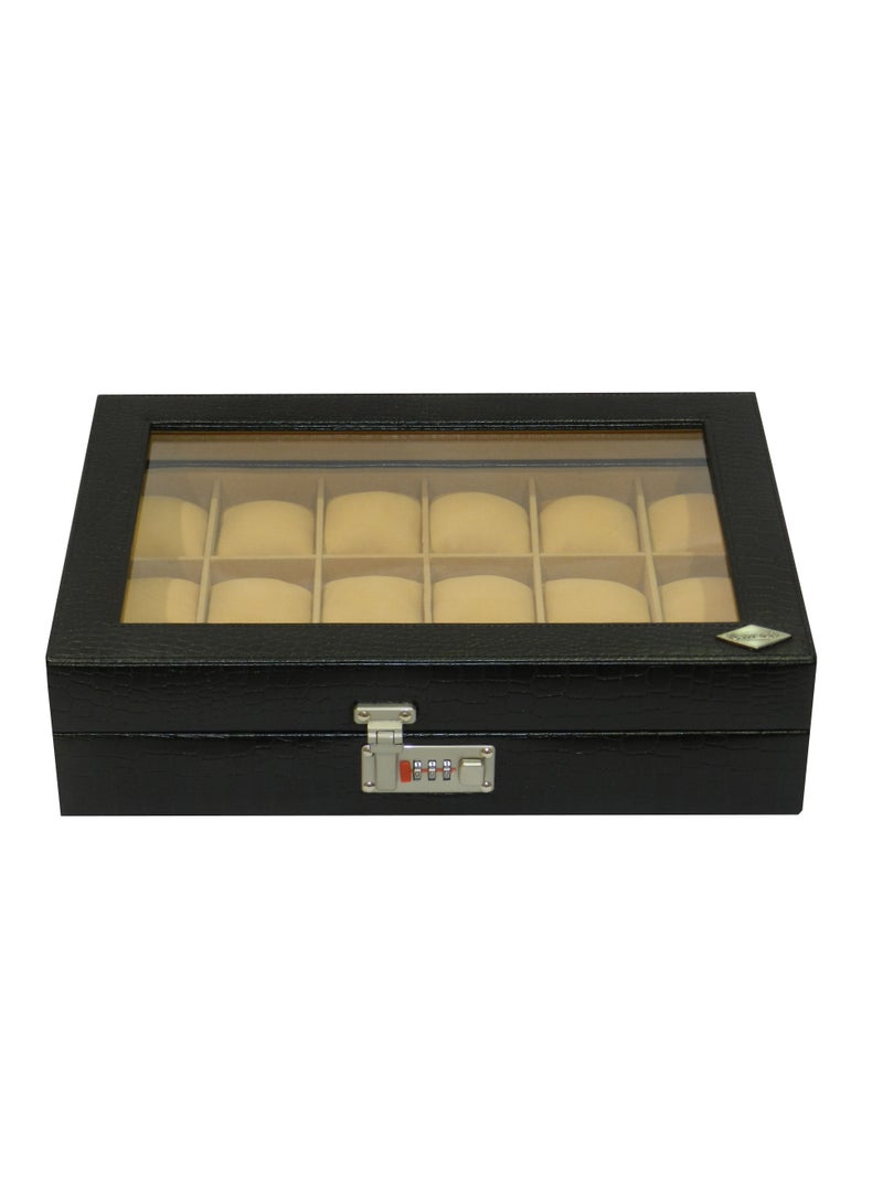 LAVERI LEATHER Laveri Watch Box for Men Women (18 Slots), Premium  Leather Watch Case  Organizer with Crystal Glass Top, Removable Pillow - Image 2