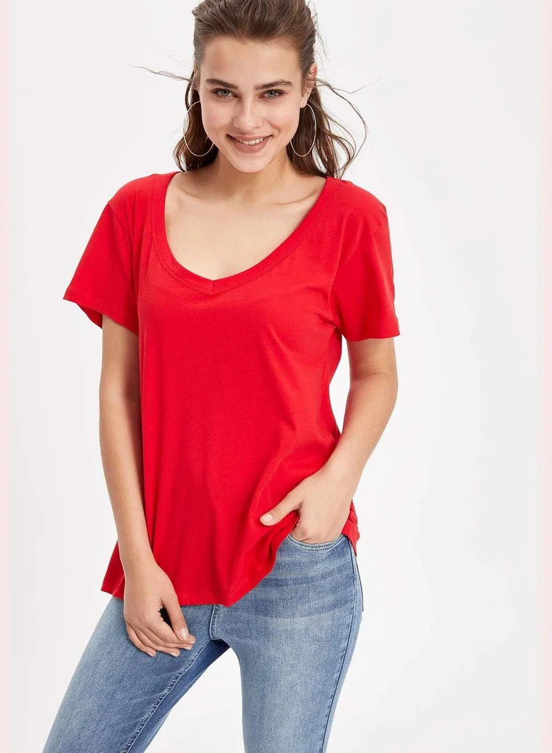 DeFacto Short Sleeve Knitted T-Shirt