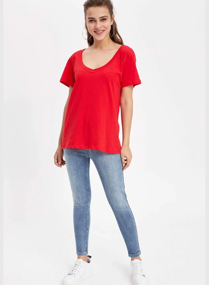 DeFacto Short Sleeve Knitted T-Shirt
