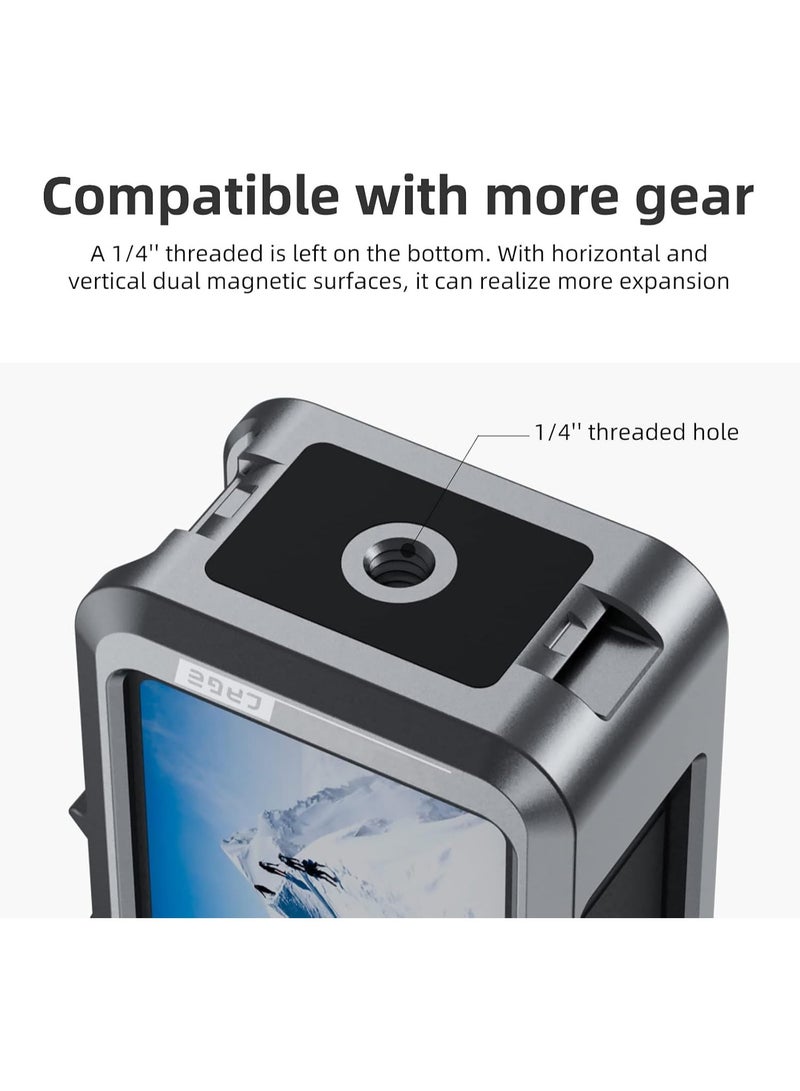 General Aluminum Case Metal Cage for DJI Action 4 Action 3 Camera Accessories, Protective Frame Case for ND CPL Lens Filters, Skeleton Case with 1/4 Cold Shoe for Video Lightweight Microphones  - Image 5