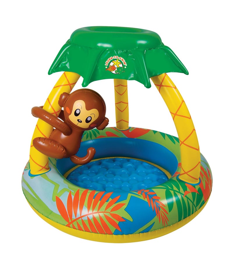 Poolmaster LearntoSwim Go Bananas Monkey Inflatable Kiddie Pool With Canopy - Image 3