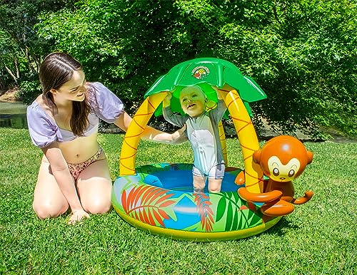 Poolmaster LearntoSwim Go Bananas Monkey Inflatable Kiddie Pool With Canopy - Image 5