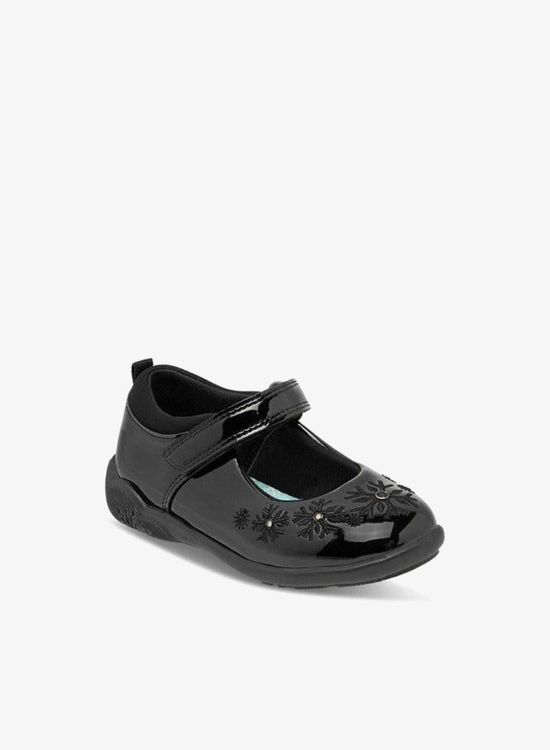 Disney Girls Embroidered Mary Jane School Shoes with Hook and Loop Closure - Image 3