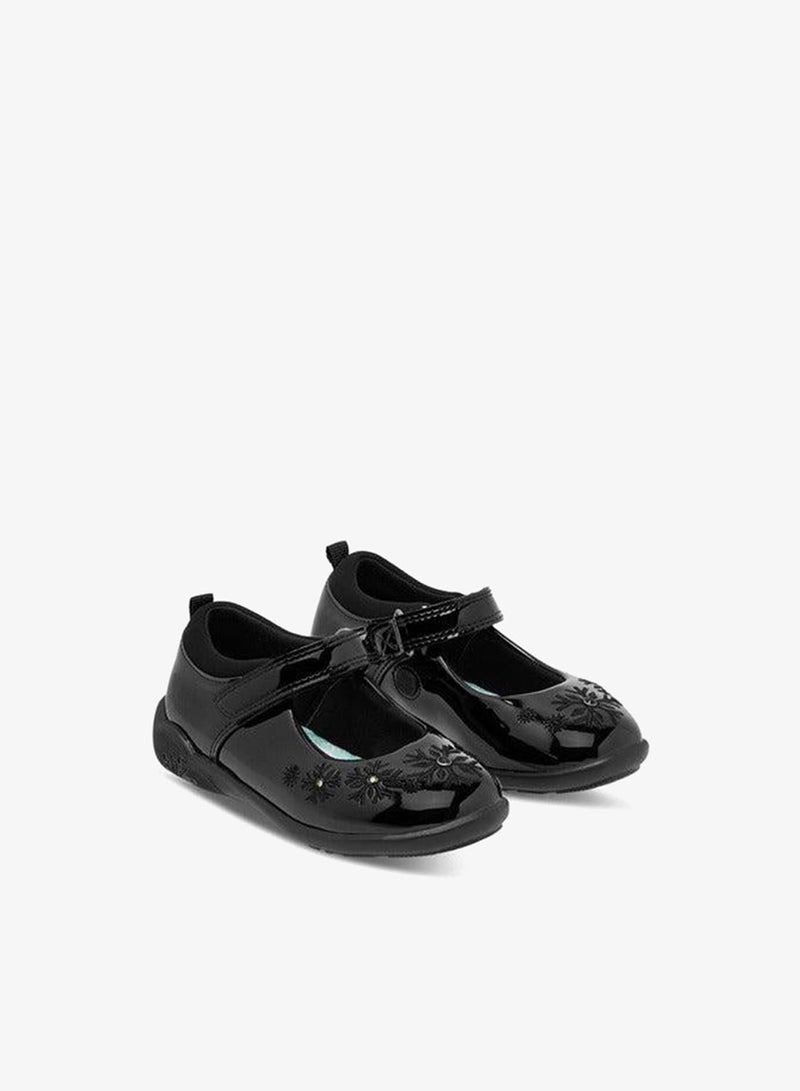 Disney Girls Embroidered Mary Jane School Shoes with Hook and Loop Closure - Image 1