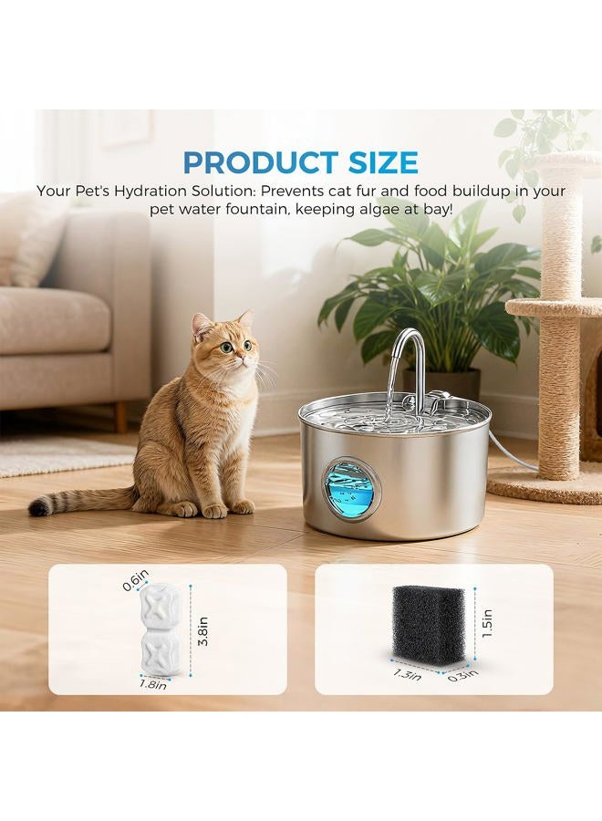 DrFlito Cat Water Fountain Filter Replacement,24 Pack Pet Fountain Filters - 12 Filters & 12 Sponges for GIOTOHUN 74oz/2.2L Stainless Steel Pet Fountain Cat Water Dispenser - Image 2