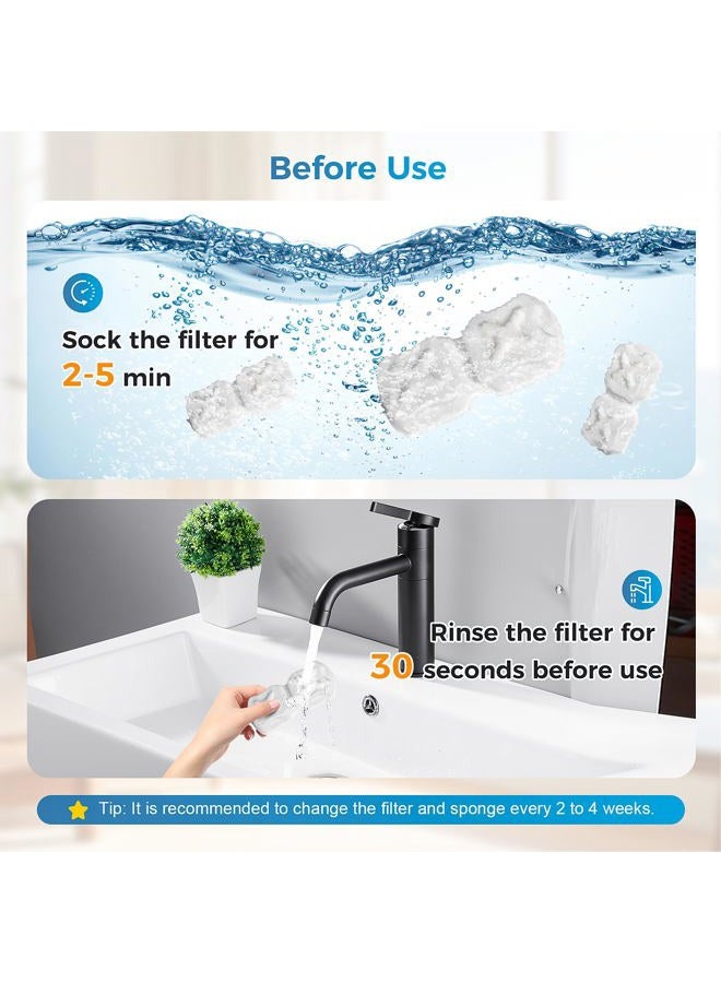 DrFlito Cat Water Fountain Filter Replacement,24 Pack Pet Fountain Filters - 12 Filters & 12 Sponges for GIOTOHUN 74oz/2.2L Stainless Steel Pet Fountain Cat Water Dispenser - Image 3