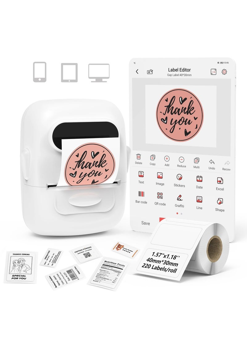 Marklife Label Maker Machine with Tape Barcode Label Printer, Mini Portable Bluetooth Thermal Labeler  - Image 1