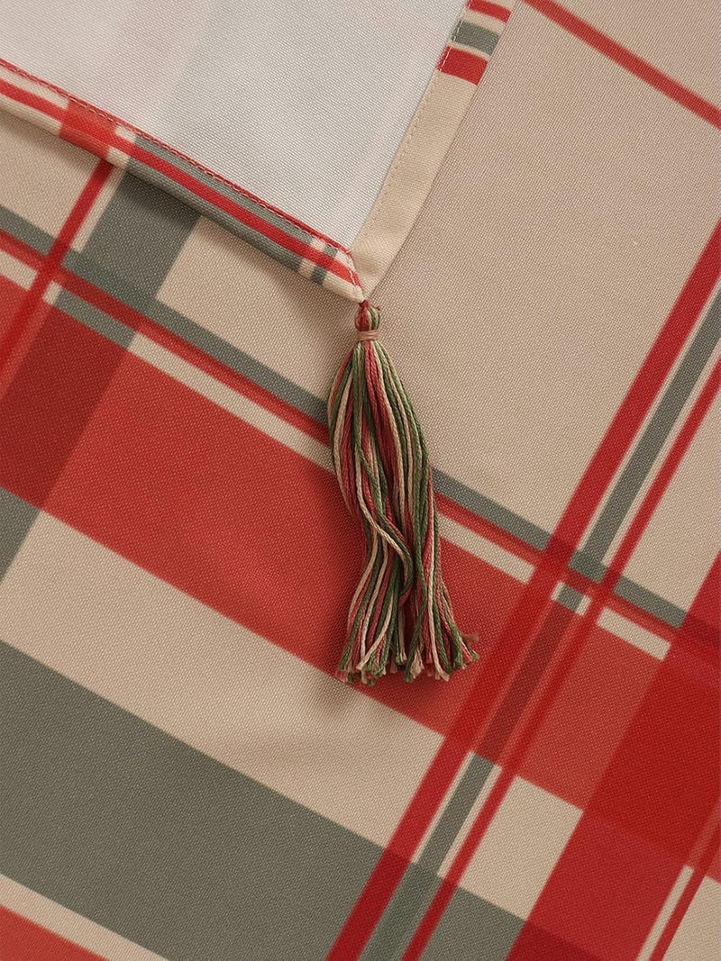 ZEBA World Table Cover with Tassels Cotton Blend Plaid Checks Red White Heat Resistant Table Cover for Kitchen Table/Dining Table Cloth, 52 X 84 Inches; 130 cm X 210 cm - Image 3