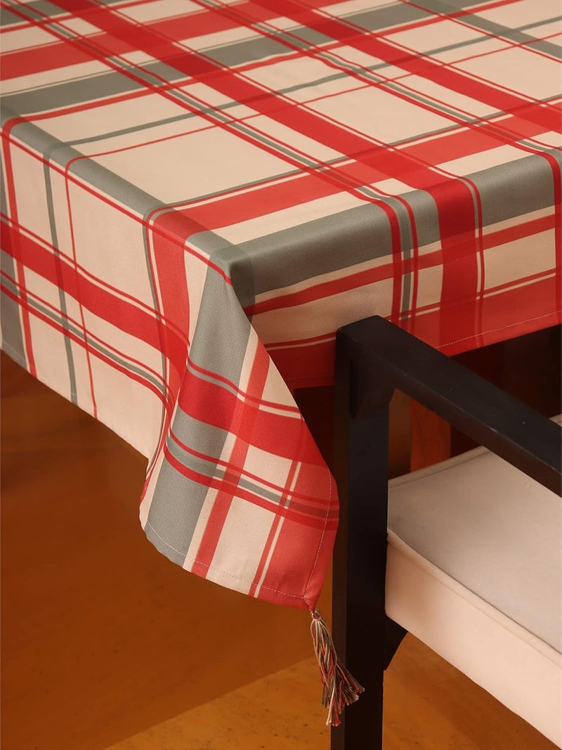 ZEBA World Table Cover with Tassels Cotton Blend Plaid Checks Red White Heat Resistant Table Cover for Kitchen Table/Dining Table Cloth, 52 X 84 Inches; 130 cm X 210 cm - Image 4