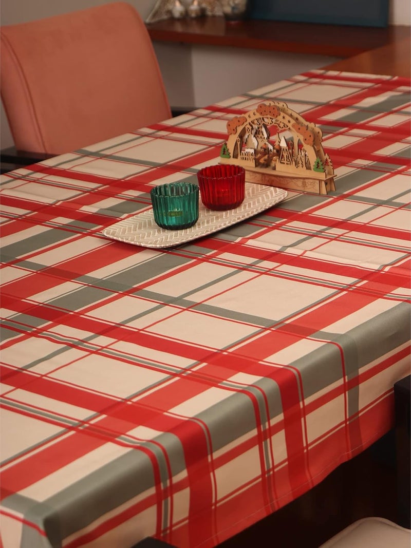 ZEBA World Table Cover with Tassels Cotton Blend Plaid Checks Red White Heat Resistant Table Cover for Kitchen Table/Dining Table Cloth, 52 X 84 Inches; 130 cm X 210 cm - Image 2