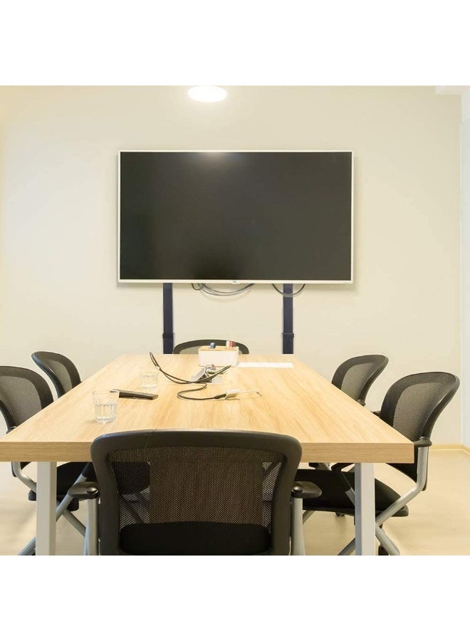 حامل تلفزيون متحرك بارتفاع قابل للتعديل من المعدن مع عجلات – يناسب شاشات 32 إلى 75 بوصة، لون أسود - Image 2