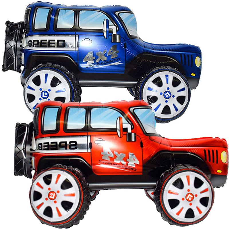 AIDVPOD Firot 2 Vehicles 255 inch Large 4D Car Foil Balloon Off Road Racing Car Toy Balloon Children Gifts Boys Birthday Party Decorations Kids Toys Party Supplies Cute Baby Shower Decorations - Image 3