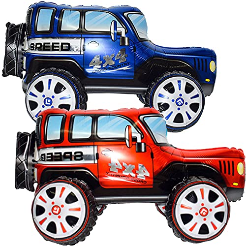 AIDVPOD Firot 2 Vehicles 255 inch Large 4D Car Foil Balloon Off Road Racing Car Toy Balloon Children Gifts Boys Birthday Party Decorations Kids Toys Party Supplies Cute Baby Shower Decorations - Image 1