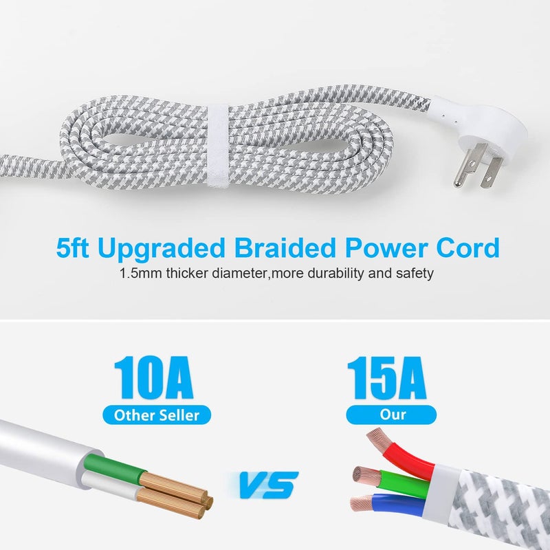 One Beat Desktop Power Strip with 3 Outlet 4 USB Ports 4.5A, Flat Plug and 5 ft Long Braided Extension Cords for Cruise Ship Travel Home Office, ETL Listed - Image 3