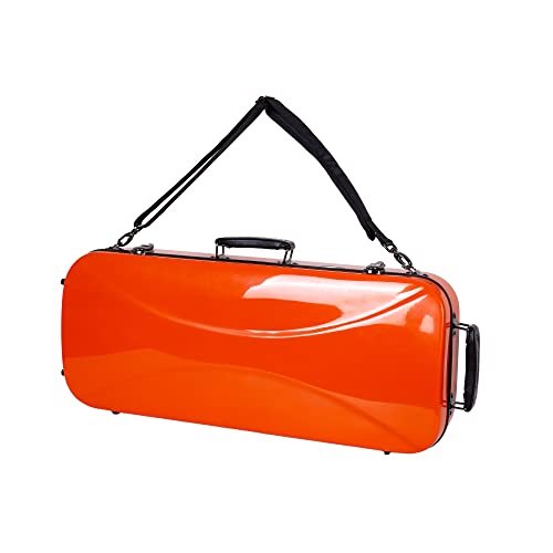 Crossrock Fiberglass Double Violin Case fits Two 4/4 Full-Size Violins- Includes TSA lock, Protective Blanket, Hygrometer, Removable Shoulder Straps- Orange (CRF2020DVOR) - Image 3